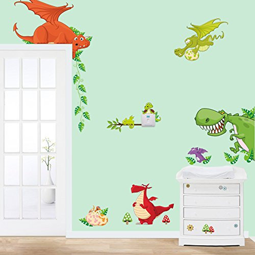 Dinosaur Wall Decals Jungle Adventure Wall Stickers Garden Art Wall Decal for Nursery Home Decor Baby Room