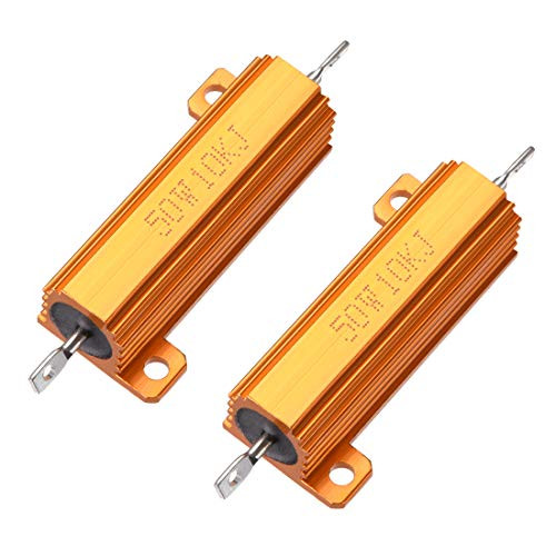 uxcell 50W 10k Ohm 5  Aluminum Housing Resistor Screw Tap Chassis Mounted Aluminum Case Wirewound Resistor Load Resistors Gold Tone 2pcs