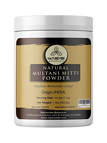 100  Pure   Natural Multani Mitti Powder   Fullers Earth Powder Indian Bentonite Clay  1lb by Naturevibe Botanicals  For Skin Care 16 ounces