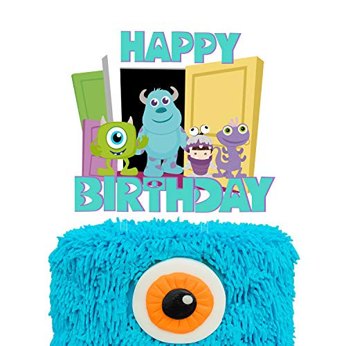 Acrylic Monsters Inc- Happy Birthday Cake Topper  Little Monsters Birthday Party Cake Decoration  Monsters University Party Supplies-Blue Font