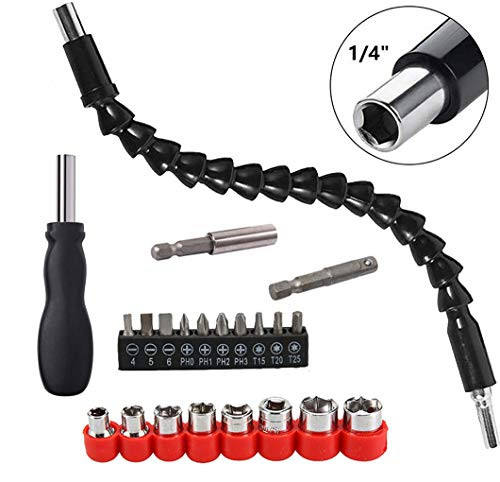 Flexible Screwdriver Drill Bit Extension 22pcs Drill Bit Extender Holder Set Shaft Tip 1-4 Hex Head Magnetic Hex Soft Shaft for Connect Drive Shaft Tip Drill Bit Kit Adaptor Flexible Screwdriver Drill Bit Extension 22pcs Drill Bit Extender Holder Set Shaft Tip 1-4 Hex Head Magnetic Hex Soft Shaft for Connect Drive Shaft Tip Drill Bit Kit Adaptor