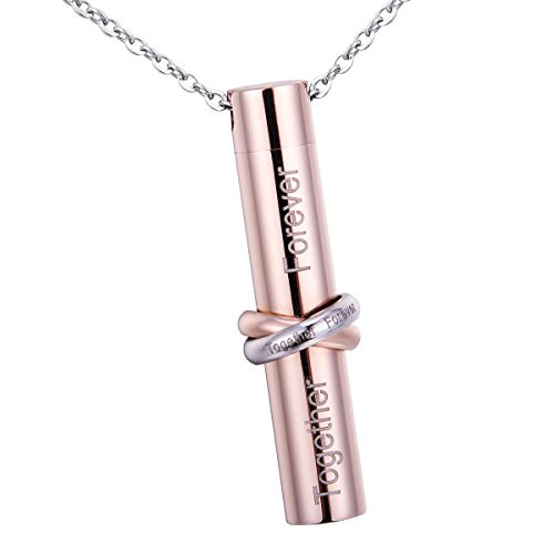 HooAMI Together Forever Cremation Urn Necklace Memorial Ash Keepsake Cylinder Pendant HooAMI Together Forever Cremation Urn Necklace Memorial Ash Keepsake Cylinder Pendant