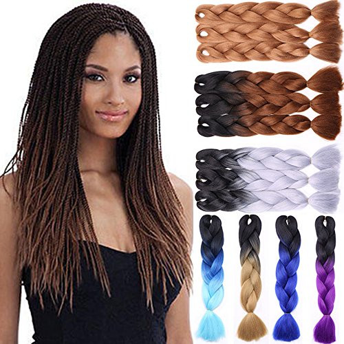 Jumbo Braids Hair Extensions Afro Twist Braids Kanekalon Jumbo Braiding Box Braid Crochet Hair Synthetic Braiding Hair 24 Inch 100G-Bundle - 5 Bundle Dark Auburn