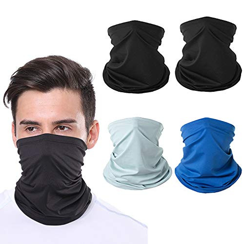 4Pcs Cool Neck Gaiter Face Covers UV Protection  Summer Breathable Seamless Bandanas Face Scarf Headwear Balaclava for Men Women