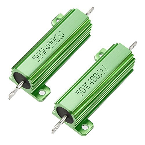 uxcell 50W 400 Ohm 5  Aluminum Housing Resistor Screw Tap Chassis Mounted Aluminum Case Wirewound Resistor Load Resistors Green 2 pcs