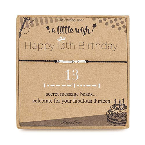 13th Birthday Gifts For Girls 13 Morse Code Bracelet Black String 925 Sterling Silver Beaded Bracelets Daughter Sister Friendship 13 Year Old Gift 13th Birthday Gifts For Girls 13 Morse Code Bracelet Black String 925 Sterling Silver Beaded Bracelets Daughter Sister Friendship 13 Year Old Gift