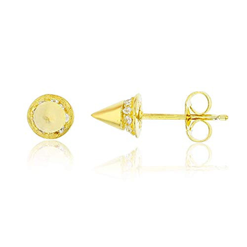 DECADENCE Sterling Silver Rhodium Polished Pave Spike Stud Earrings for Women   AAA CZ Cubic Zirconia Studs   Gold Silver Rose Black Plated with Micro Studs