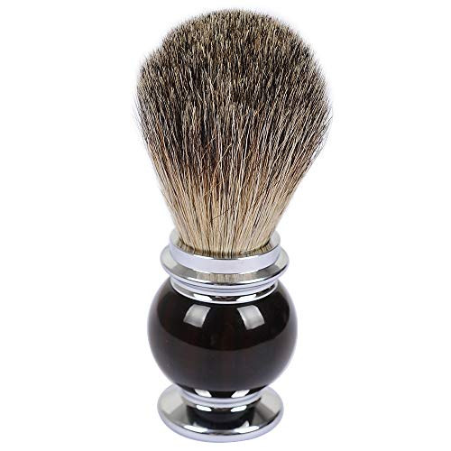 Badger Shaving Brushes  JR Pure Badger Brush Hair Knot with Faux Dark Tortoise Shell Handle Shaving Brushes for Men  Safety Razor  Double Edge Razor  Shaving Razor