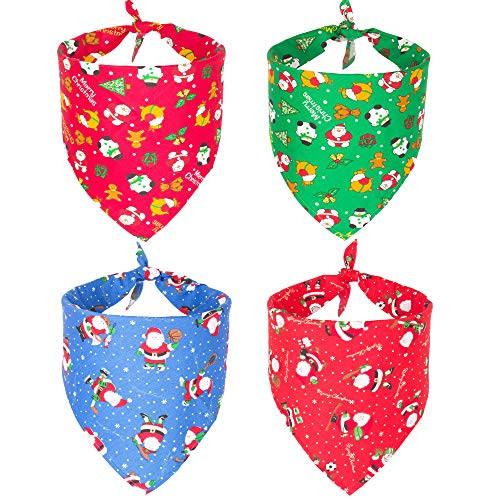 ADOGGYGO 4 Pack Christmas Dog Bandana Pet Scarf Triangle Bibs Kerchief Set Pet Costume Accessories Decoration for Small Medium Large Dogs Cats Pets ADOGGYGO 4 Pack Christmas Dog Bandana Pet Scarf Triangle Bibs Kerchief Set Pet Costume Accessories Decoration for Small Medium Large Dogs Cats Pets