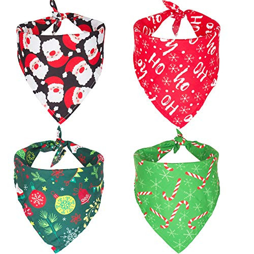 ADOGGYGO 4 Pack Dog Bandana Christmas Pet Scarf Triangle Bibs Kerchief Set Pet Costume Accessories Decoration for Small Medium Large Dogs Cats Pets ADOGGYGO 4 Pack Dog Bandana Christmas Pet Scarf Triangle Bibs Kerchief Set Pet Costume Accessories Decoration for Small Medium Large Dogs Cats Pets