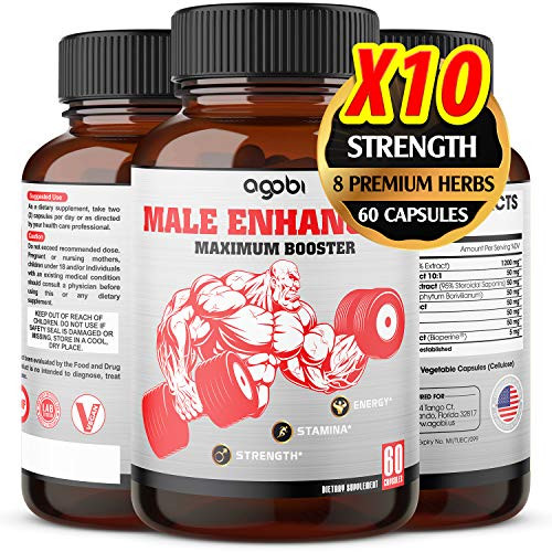 Natural Testosterone Booster for Men-Male Enhancing Pills Equivalent to 12750 mg of Panax Ginseng  Ashwagandha  Tribulus Terrestris and Others -Improve Performance  Stamina  Muscles -60 Vegan Capsules