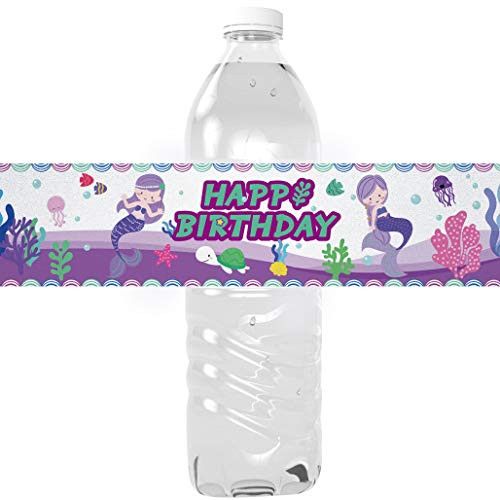 Mermaid Birthday Party Water Bottle Labels  Mermaid Birthday Water Bottle Decorations Cake Table Decorations - 24 Stickers