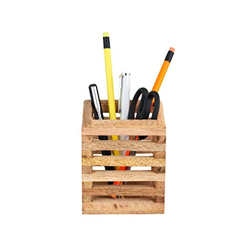 Wood Pen Pencil Holder Stand   Stripped Design Pencil Holder Stand for Desk   Pen Pencil Display Stand   Pen Pencil Holder Stand Organizer for Desk Kids   Pen Stand for Desk   Standing Pencil Case