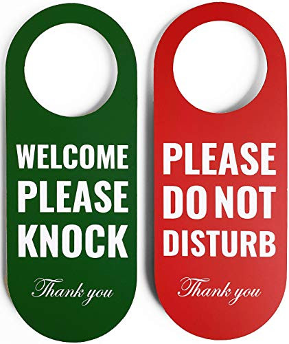 Do Not Disturb Door Hanger Sign 2 Pack Green-Red Double Sided Please Do Not Disturb on Front and Welcome Please Knock on Back Side  Ideal for Office Home Clinic Dorm Online Class and Meeting Session