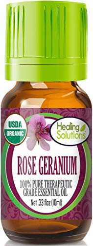 Organic Rose Geranium Essential Oil 100  Pure - USDA Certified Organic Best Therapeutic Grade Essential Oil - 10ml