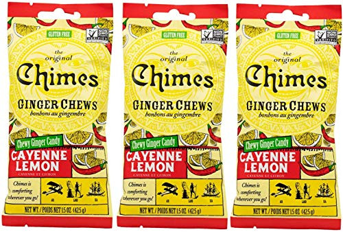 Seasonal Original Chimes Ginger Chews Cayenne Lemon Chewy Ginger Candy  1-5 Oz Pack of 3