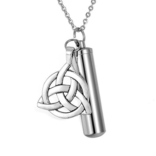 HooAMI Round Celtic Knot Cylinder Cremation Jewelry Keepsake Ash Memorial Urn Necklace Pendant HooAMI Round Celtic Knot Cylinder Cremation Jewelry Keepsake Ash Memorial Urn Necklace Pendant