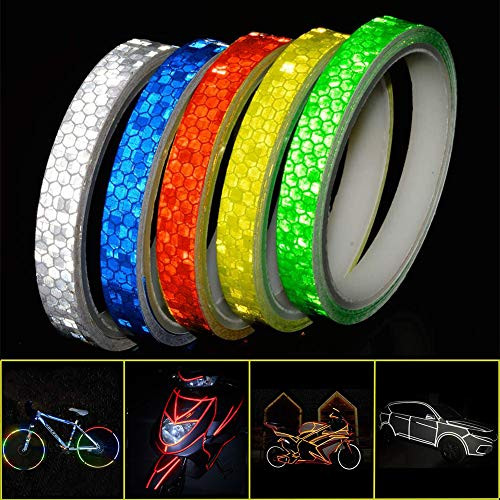 EVEDM Reflective Tapes 5 Colors Safety Reflective Warning Stickers  Waterproof Outdoor Bicycle Rim Reflector Tape  Thin Reflective Sticker Rolls for Bikes  Bicycles  Motorcycle Decoration-
