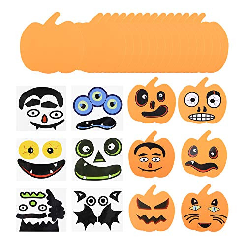 Foam Pumpkin Craft Kit and Stickers for Kids Halloween Party Decorations 16pcs