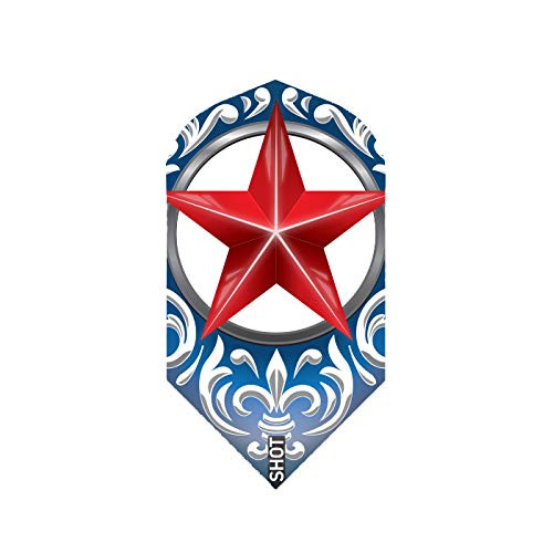 5 x Sets of Shot! Wild Frontier Trailblazer Blue with Red Star Slim Shaped Dart Flight