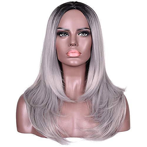 Deifor Women s Natural Gray Ombre Wigs 21  Long Wavy Middle Parting Heat Resistant Synthetic Hair for Women Cosplay Daily Wear Deifor Women s Natural Gray Ombre Wigs 21  Long Wavy Middle Parting Heat Resistant Synthetic Hair for Women Cosplay Daily Wear
