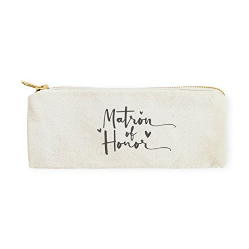 The Cotton   Canvas Co- Matron of Honor Wedding Cosmetic Pouch  Pencil Case  Bridal Party Gift and Travel Make Up Pouch