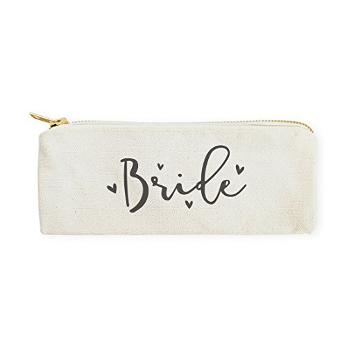 The Cotton   Canvas Co- Bride Wedding Cosmetic Pouch  Pencil Case  Bridal Party Gift and Travel Make Up Pouch