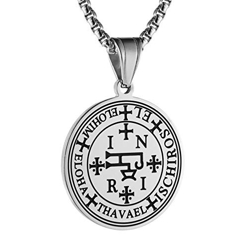 HZMAN Stainless Steel Sigil of Archangel Thavael Talisman Pendant Necklace 222 Inch Chain HZMAN Stainless Steel Sigil of Archangel Thavael Talisman Pendant Necklace 222 Inch Chain