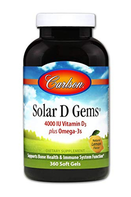 Carlson Solar D Gems, 4,000 IU D3 + 115 mg Omega-3s, Bone & Immune Health (360 Soft Gels) Carlson Solar D Gems, 4,000 IU D3 + 115 mg Omega-3s, Bone & Immune Health (360 Soft Gels)