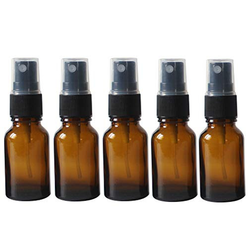 6PCS 15ML 0-5OZ Refillable Brown Empty Glass Spray Bottles with Black Spray Head and Cap Sprayer Atomizer Perfume Dispenser Makeup Water Toner Holder Fine Mist Cosmetic Container Jar Pot