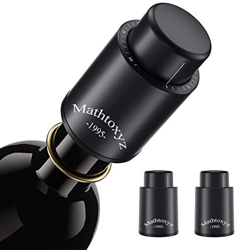 Wine Stoppers Mathtoxyz Reusable Wine Bottle Stopper - Vacuum Wine Preserver with Time Scale Wine Saver Vacuum Pump Keep Wine Fresh Corks Best Gifts for Wine Lovers 2 PACK Wine Stoppers Mathtoxyz Reusable Wine Bottle Stopper - Vacuum Wine Preserver with Time Scale Wine Saver Vacuum Pump Keep Wine Fresh Corks Best Gifts for Wine Lovers 2 PACK
