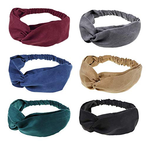 Headbands for Women Girl  Women Hair Headbands Knotted Elastic Solid Head Wrap Twisted Knot Headbands Hair Accessories 6 Packs