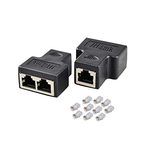 Ethernet Splitter   RJ45 Ends  Ethernet Cable Splitter and RJ45 Crimp Network Plug for Cat5-Cat5e-Cat6-Cat6e-Cat7 Cable  hehuangTech Rj45 Splitter Set-