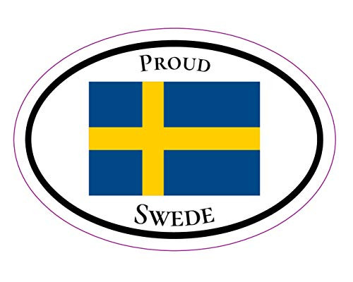 WickedGoodz Oval Proud Swede Vinyl Decal - Swedish Flag Bumper Sticker - Perfect Sweden Gift