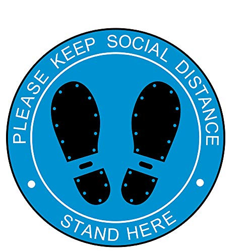 Social Distancing Floor Decal Stickers - 20 Pack - 12  Stand Floor Decal - Wait Here Sign Safety Distance of 6 Feet Sticker Markers  for Crowd Control Guidance  Grocery  Pharmacy  Bank  and Lab-