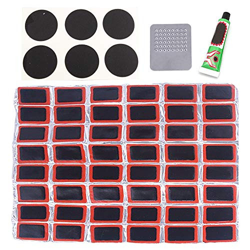 IKAAR 54pcs Bike Tire Patch Repair Kit Bike Puncture Repair Kit Bike Tire Repair Kits Bicycle Bike Tire Tube Rubber Patch Repair Kit Tools