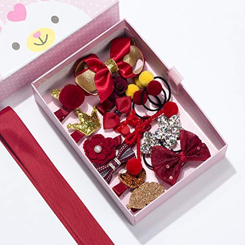 12 Pcs Baby Girl s Hair Clips Cute Mini Hair Bows Baby Elastic Hair Ties Hair Accessories Gift Set Ponytail Holder Hairpins Set For Infant Baby Little Girlsred