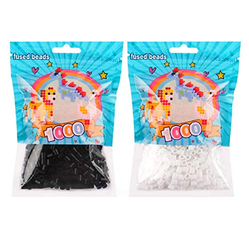 Perler Beads Fuse Beads for Crafts  Colourful Fuse Beads 2000 pcs Black   White