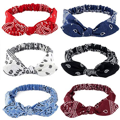 6pcs Bandana Headbands for Girls Women Boho Bow Paisley Knot Headwrap Retro Elastic Rabbit Ear Hairband 6 PCS 6pcs Bandana Headbands for Girls Women Boho Bow Paisley Knot Headwrap Retro Elastic Rabbit Ear Hairband 6 PCS