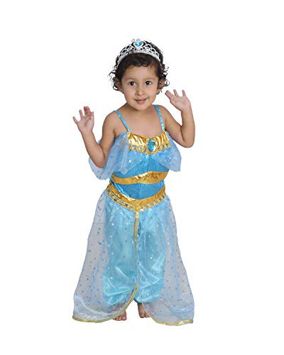 Jasmine Costume Princess Full Set with Tiara Size T S M L 2 3 4 5 6 7 8 9 S -4 Green
