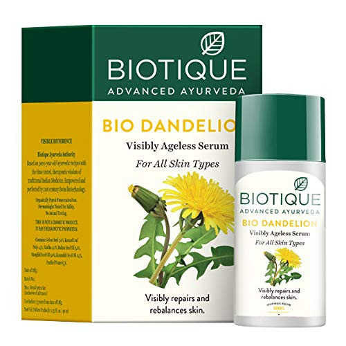 Biotique BIO DANDELION Visibly Ageless Serum For All Skin Type 40ml I Visibly Repairs and Rebalances Skin Biotique BIO DANDELION Visibly Ageless Serum For All Skin Type 40ml I Visibly Repairs and Rebalances Skin