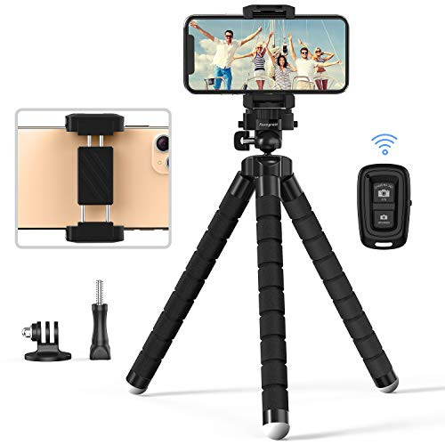 Phone Tripod  Auempress Flexible Tripod and Portable with Wireless Remote and Universal Clip  Compatible with iPhone-GoPro-Camera-Android for Live Streaming Tiktok YouTube Video Recording