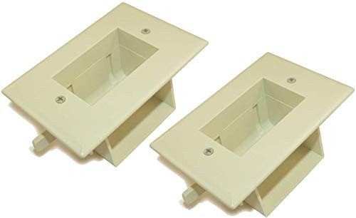 DataComm 45-0008-LA 1-Gang 2 Pack Recessed Low Voltage Wall Cable Plate - Light Almond