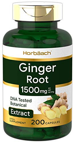 Ginger Root Capsules 1500 mg   200 Pills   DNA Tested  Non-GMO  Gluten Free   Ginger Root Extract   by Horbaach