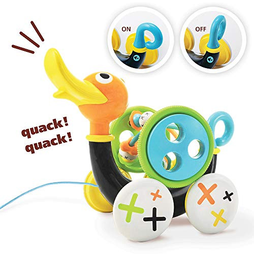 Yookidoo Pull Toy - Pull Along Duck Whistles As Toddlers Pull It - With Bead Coaster - Ages 1-3 Years
