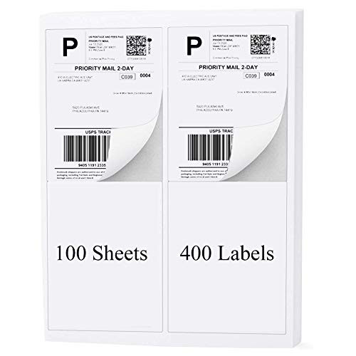 4 x 5 Shipping Labels - Pack of 400 Labels  100 Sheets - Inkjet-Laser Printer - Online Labels