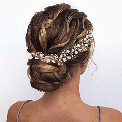 Casdre Crystal Bride Wedding Hair Vine Silver Rhinestone Bridal Hair Accessories Pearl Headband Hair Piece for Women and Girls Casdre Crystal Bride Wedding Hair Vine Silver Rhinestone Bridal Hair Accessories Pearl Headband Hair Piece for Women and Girls