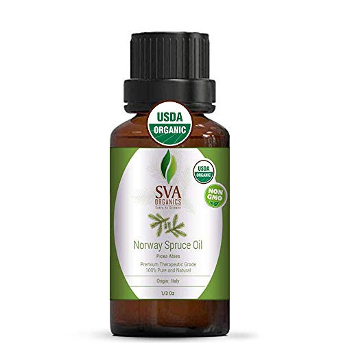 SVA Organics Norway Spruce Essential Oil Organic 10 ml 100  Pure Natural Premium Therapeutic Grade Oil for Skin Care  Hair Care  Aromatherapy  Body Massage