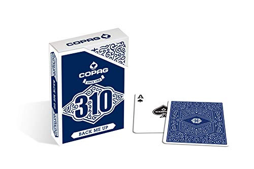 Copag 310 Slimline Back Me Up Premium Playing Card Deck - Blue  Poker Size  Regular Index  True Linen B9 Finish
