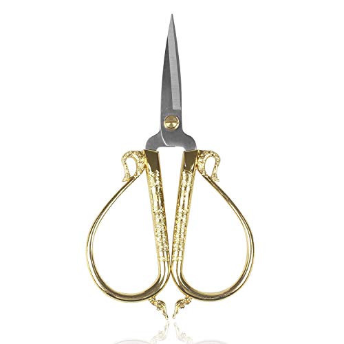BIHRTC 6-3 Inch Sewing Scissors Stainless Steel Auspicious Clouds Scissors Shears Embroidery Scissors DIY Tools for Needlework Cross-Stitch Sewing Craft Art Work   Everyday Use Gold Scissors